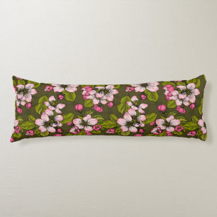 Coussins Longs Fleur de pomme sur vert foncé