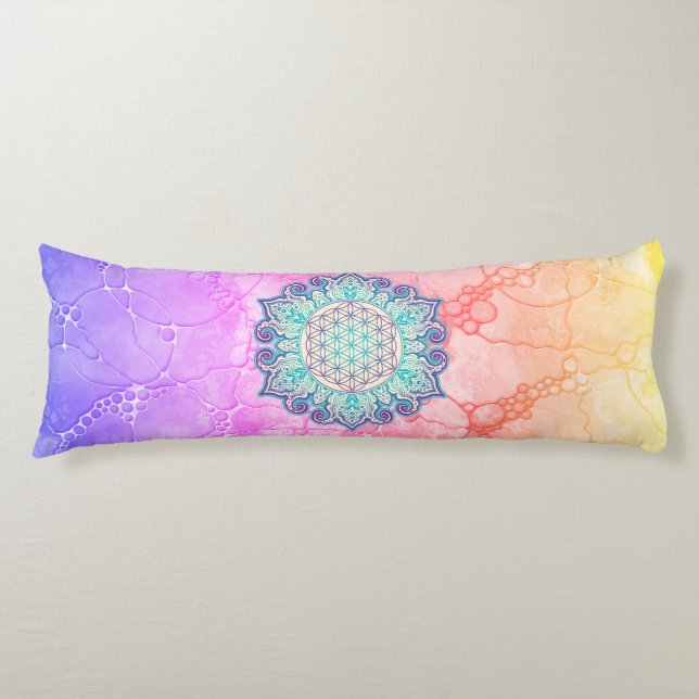 Coussins Longs Fleur De Vie - Indien Mandala 2 (Devant)