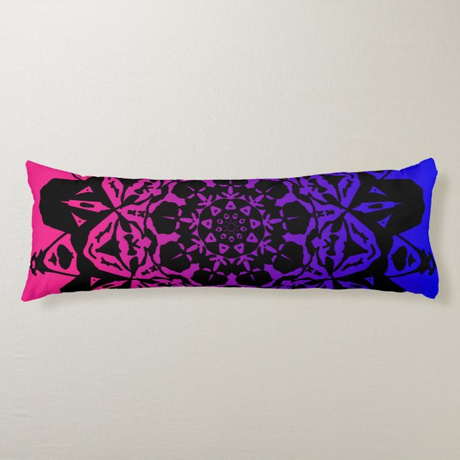 Coussins Longs fleur Mandala rose et violet (Devant)