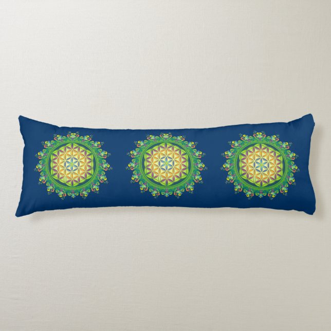 Coussins Longs Fleur Power of Life / Blume des Lebens - vert (Devant)