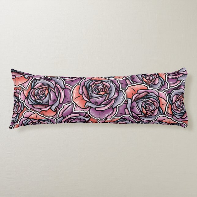 Coussins Longs Fleur Rose coloré (Devant)