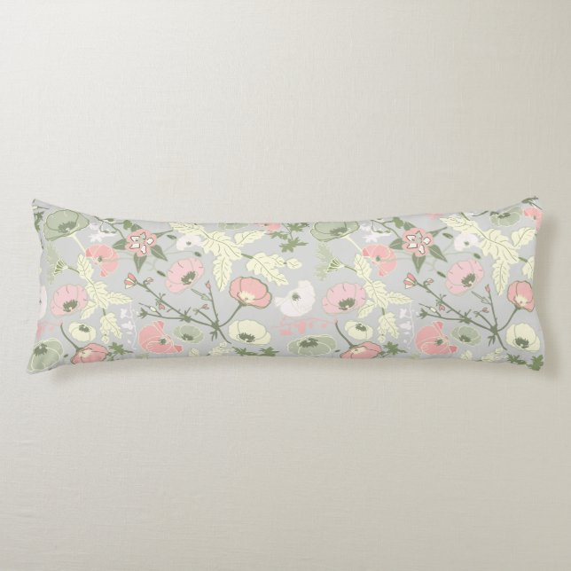Coussins Longs Fleur rose verte Fleur Motif (Devant)