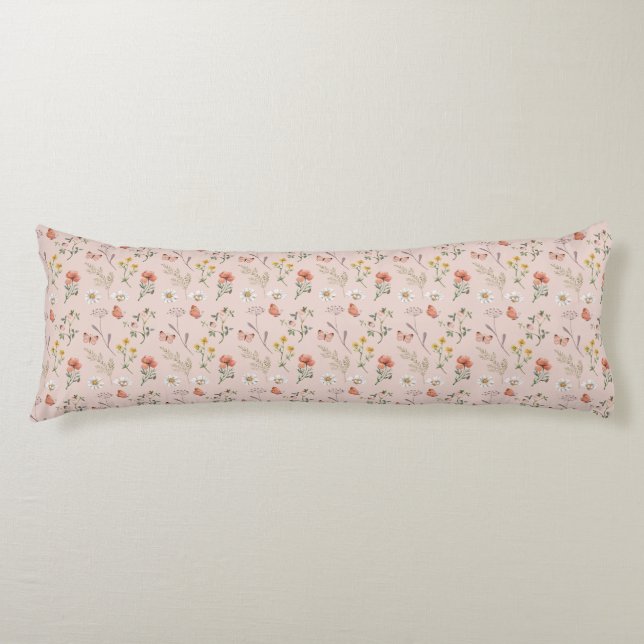 Coussins Longs Fleur sauvage rose pâle (Devant)