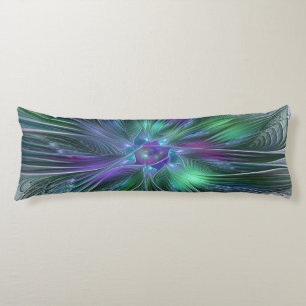 Coussins Longs Fleur verte abstraite moderne fractale violette
