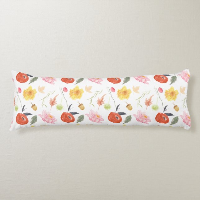 Coussins Longs Fleurs à l'aquarelle (Devant)