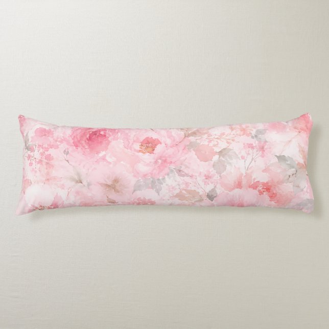 Coussins Longs Fleurs aquarelles Blush Bloom (Devant)