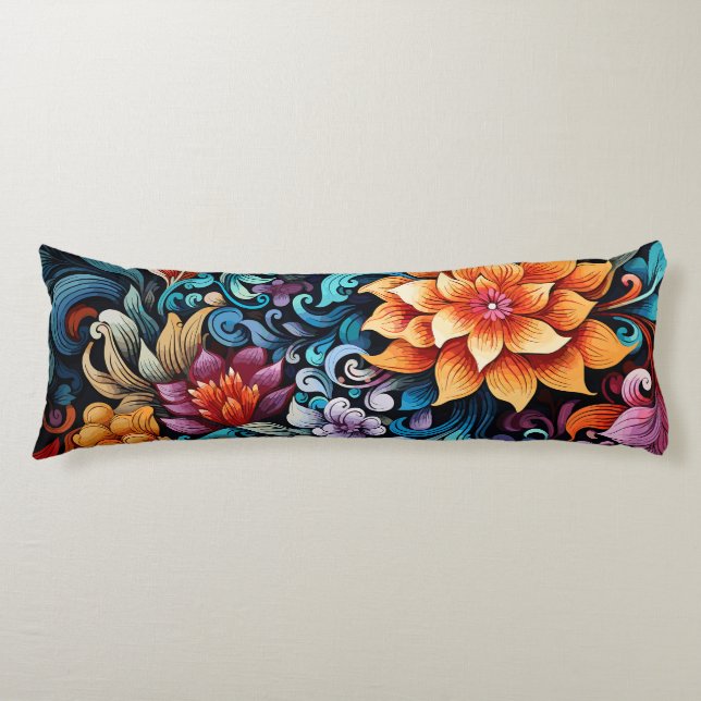 Coussins Longs Fleurs artistiques (Devant)