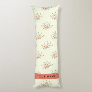 Coussins Longs Fleurs bleues et rouges, rouge, votre nom