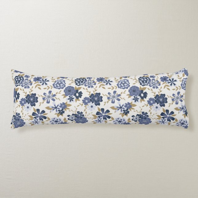 Coussins Longs Fleurs botaniques simples de vigne bleue (Devant)