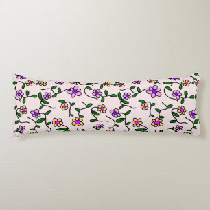 Coussins Longs Fleurs Colorées, Motif Floral, Feuillage, Bohème
