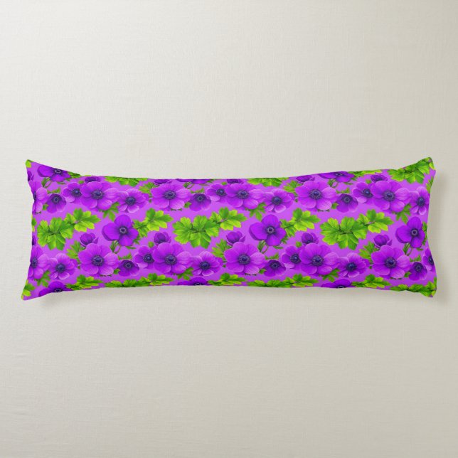 Coussins Longs Fleurs d'anémone violet vibrant (Devant)