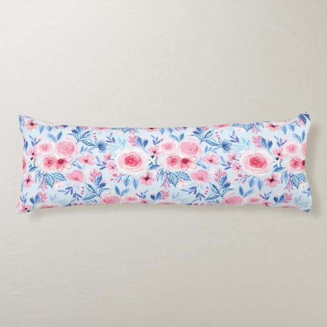Coussins Longs Fleurs d'aquarelle et feuilles 2 (Devant)