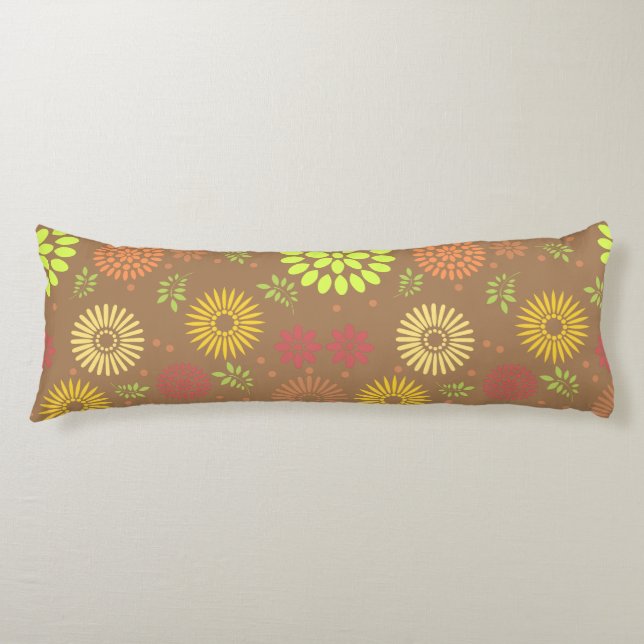 Coussins Longs Fleurs d'automne colorées dans des tons chauds (Devant)