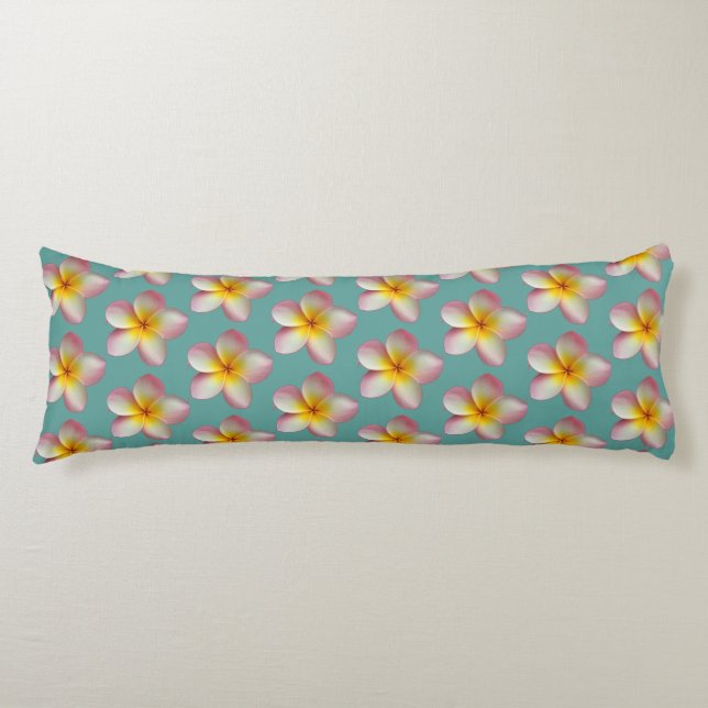 Coussins Longs Fleurs de frangipanier Plumeria pastel sur sarcell (Devant)