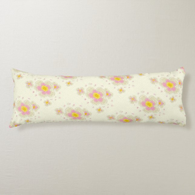 Coussins Longs Fleurs de printemps (rose/jaune) (Devant)