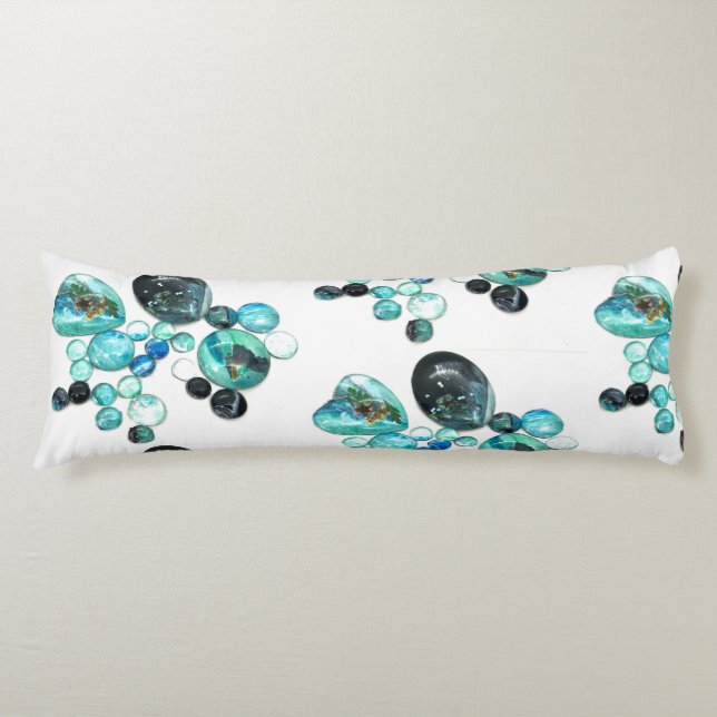 Coussins Longs Fleurs de verre de mer et bling (Devant)