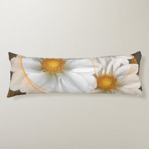 Coussins Longs Fleurs d'oreiller du corps Blanc Noir Orange