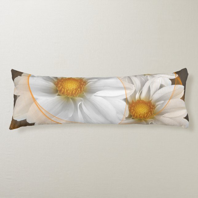Coussins Longs Fleurs d'oreiller du corps Blanc Noir Orange (Devant)