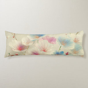 Coussins Longs Fleurs en fleurs – Art botanique pastel doux #1