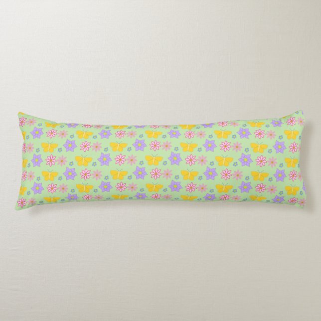 Coussins Longs Fleurs et papillons de la Fête des mères (Devant)