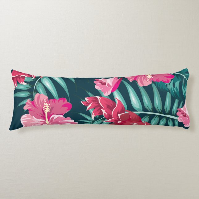 Coussins Longs Fleurs exotiques roses (Devant)