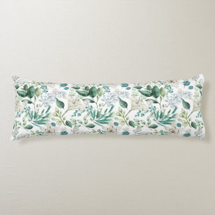 Coussins Longs Fleurs florales blanches Verdure Eucalyptus Élégan