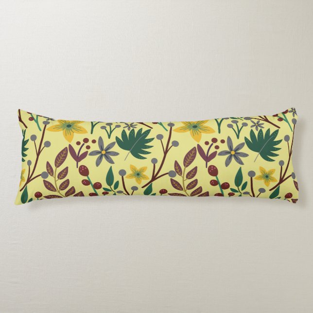 Coussins Longs Fleurs florales sans coutures motifs, feuilles, br (Devant)