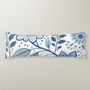 Coussins Longs Fleurs folkloriques scandinaves bleues