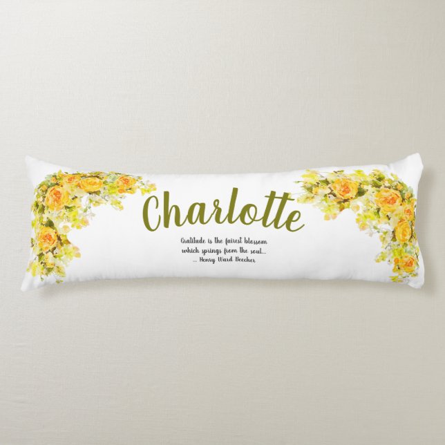 Coussins Longs Fleurs jaunes et oranges élégantes (Devant)