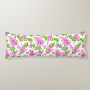 Coussins Longs Fleurs lilas rose aquarelle