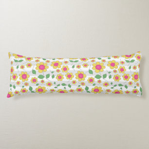 Coussins Longs Fleurs mignonnes jaune rose marguerites enfants