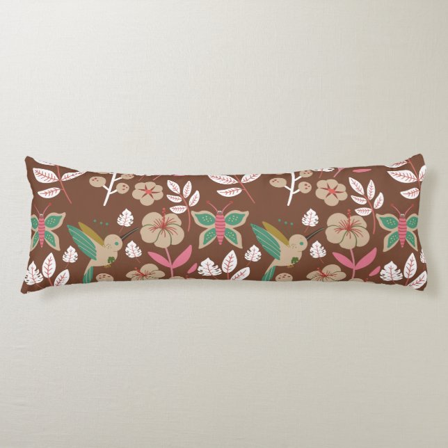 Coussins Longs Fleurs motifs florales sans soudure, feuilles, pap (Devant)
