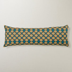 Coussins Longs Fleurs orange et sarcelle foncée ludiques