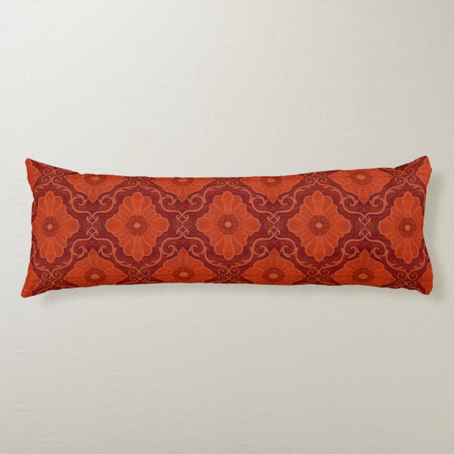 Coussins Longs "Fleurs orange" floral motif (Devant)