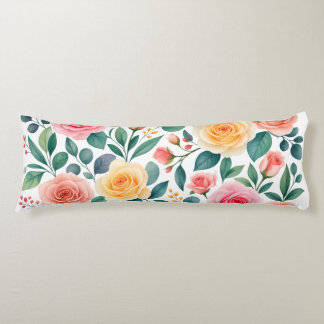 Coussins Longs Fleurs pastel dessin floral botanique vintage doux