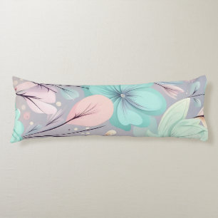 Coussins Longs Fleurs pastel et Feuilles sur Arrière - plan viole