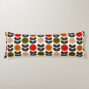 Coussins Longs Fleurs rétro groovy de style moderne du milieu du