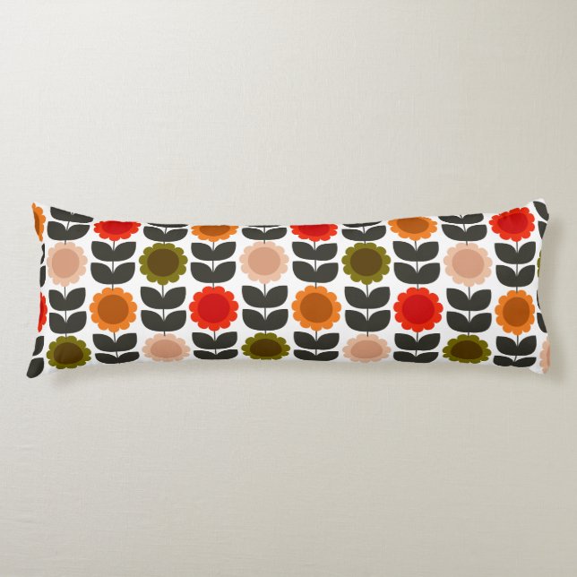 Coussins Longs Fleurs rétro groovy de style moderne du milieu du  (Devant)