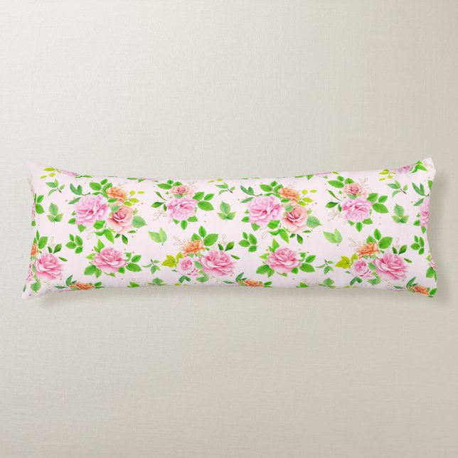 Coussins Longs Fleurs Roses florales Motif-23656 (Devant)