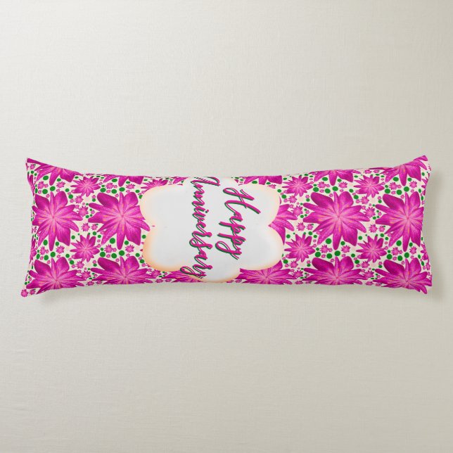 Coussins Longs Fleurs roses personnalisées et sur mesure  (Devant)