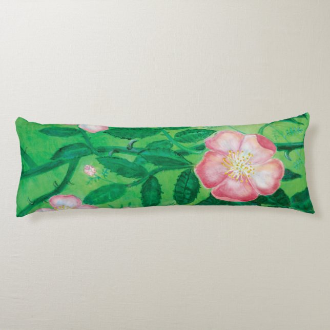 Coussins Longs Fleurs roses sauvages (Dos)