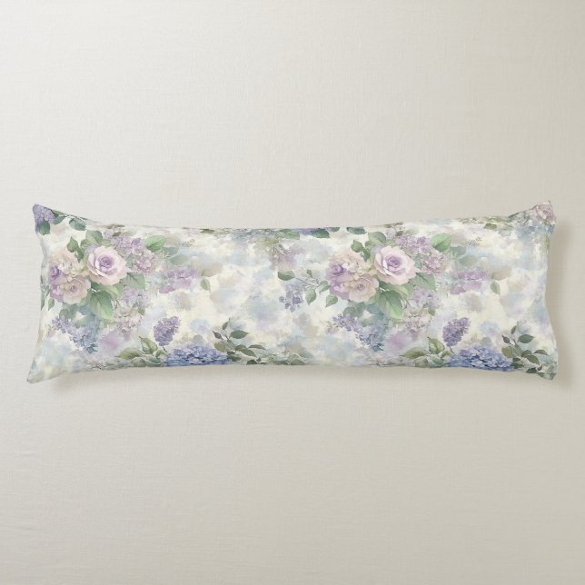 Coussins Longs Fleurs roses violettes romantiques (Devant)