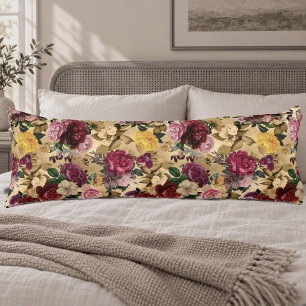 Coussins Longs Fleurs sauvages à l'aquarelle rose élégant