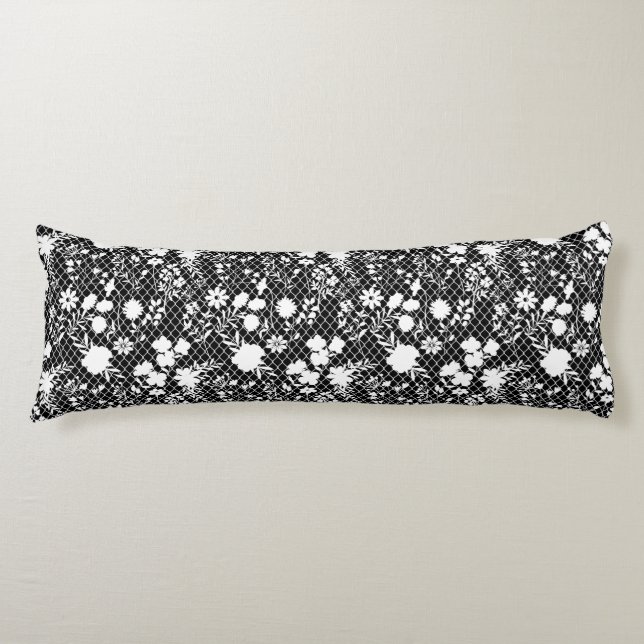 Coussins Longs Fleurs sur net 01.bx4 Black BG (Devant)