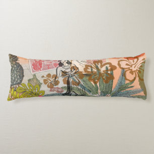 Coussins Longs Fleurs Vintage Hula Coloré Hawaïen Tropical