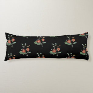 Coussins Longs Fleurs vintages Vert Orange Jaune Nastaturium