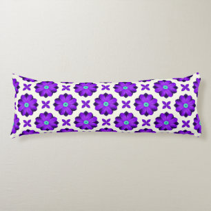 Coussins Longs Fleurs violettes et motifs de feuilles vibrants