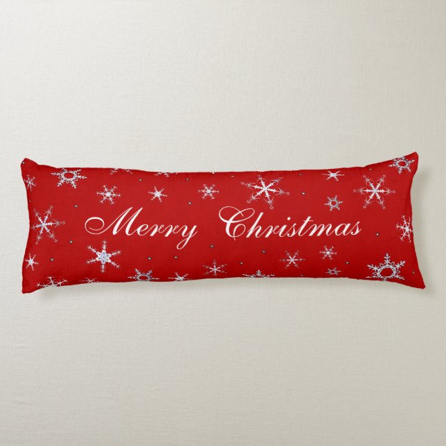 Coussins Longs Flocons de neige de rouge de Joyeux Noël (Dos)