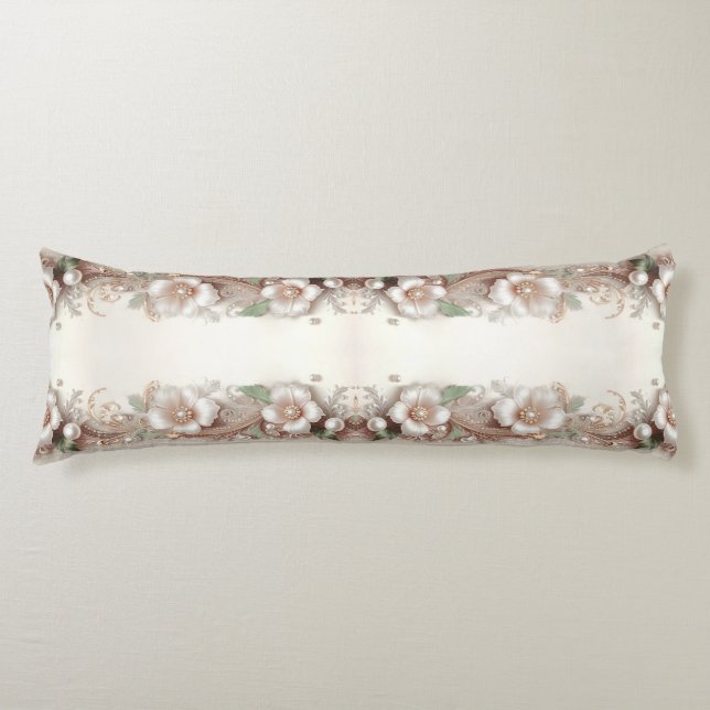 Coussins Longs Floral and Pearl Embellishments Body Pillow (Devant)