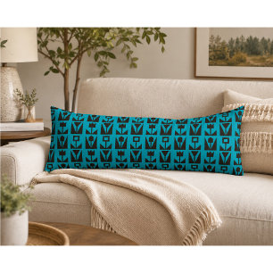 Coussins Longs Floral bleu géométrique Abstrait